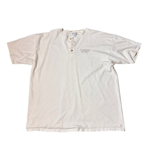 Vintage Cotton Deluxe Tropicana Las Vegas Henley 3X Rare Faded Ivory Near Mint - Picture 1 of 8
